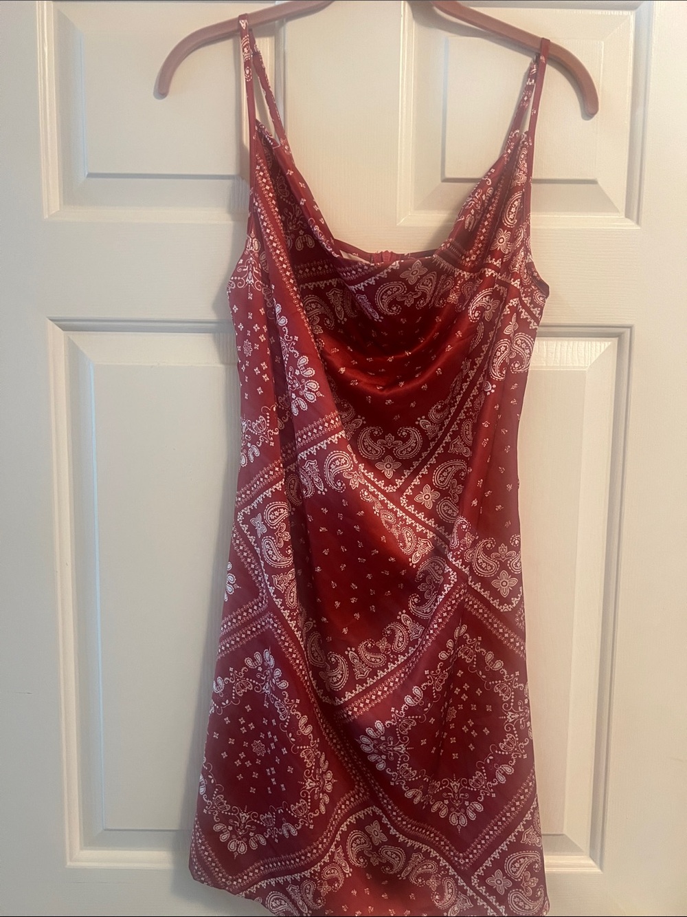 Cider Red/orange Bandana Print Slip Dress medium